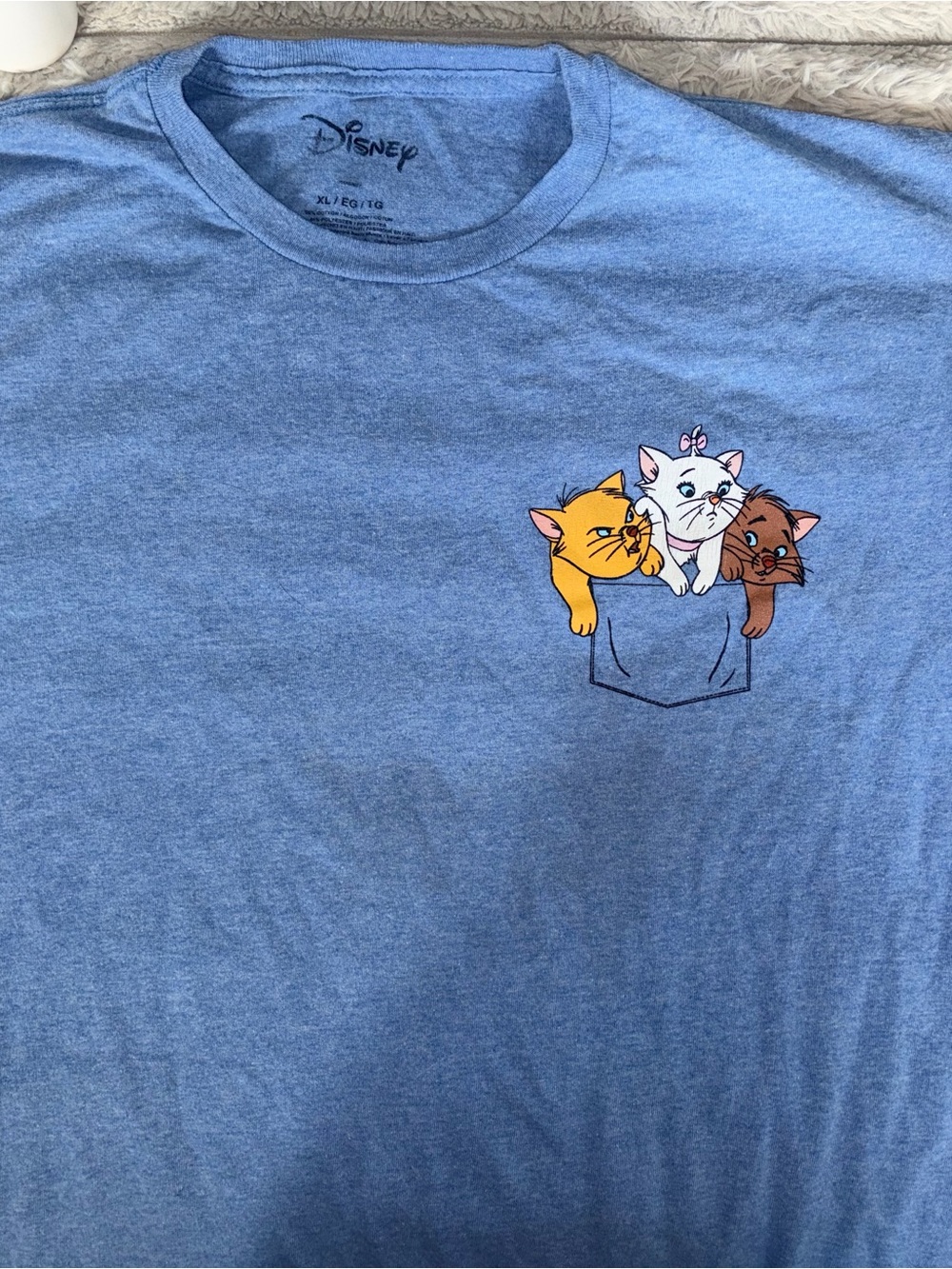 Disney Short-Sleeve Pocket Tee with Three Kitten Graphic - Blue